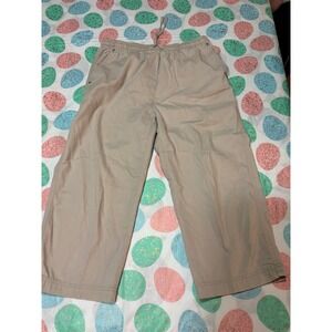 Breckenridge Womens Tan Khaki Elastic Waist Cropped Wide Leg Pants Size 10
